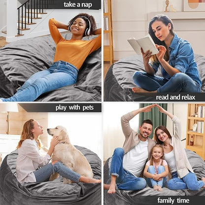 Bean Bag Chairs, Memory Foam Bean Bag Chair for Adults/Teens/Kids, High-Rebound Memory Foam Lazy Sofa Furniture for Living Room Bedroom College Dorm