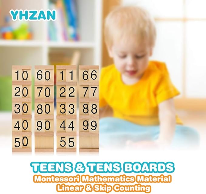 Montessori Math Material Teen & Ten Boards Educational Toy for Age 3-6 Family Version Teaching Aids