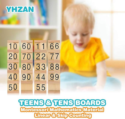 Montessori Math Material Teen & Ten Boards Educational Toy for Age 3-6 Family Version Teaching Aids