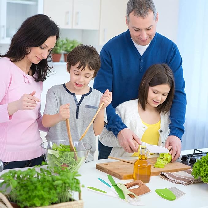 Leking 3 Pcs Kids Kitchen Knife, Plastic Serrated Edges Kids Knife Set for Cooking and Cutting Cakes, Fruits and Veggies, Perfectly Safe for Toddler Chef Knife Set for Kids Real Cooking