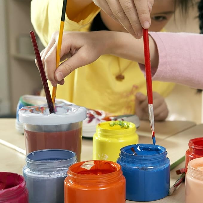 12 Packs No Spill Paint Cups for Kids Small Plastic Paint Containers with Lids Spill Proof Water Cup for Painting, School, Classroom, Art Crafts Supplies