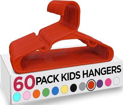 Utopia Home 60 Pack Kids Hangers - 11.5 Inch Plastic Baby Hangers for Closet - Childrens Hanger for Clothes & Infant Hanger for Closet - Ideal for Everyday Standard Use (Red)