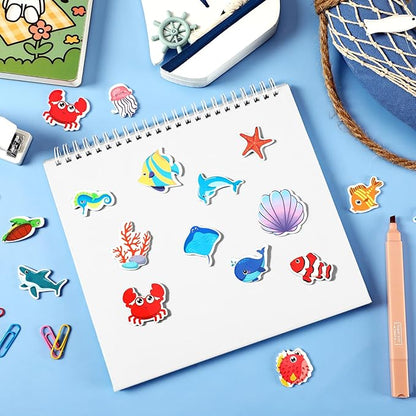 JULBEAR 300 Pieces Ocean Sea Animal Foam Stickers Bulk Self-Adhesive Tropical Fish Sea Creature Stickers Sea Turtles for Arts Crafts Ocean Theme Party Favors Decoration Home DIY Supplies