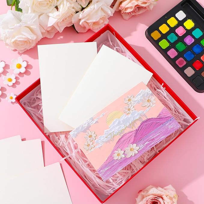 30 Sets Blank Watercolor Cards with Envelopes, 140lb/300GSM Cotton Watercolor Paper Cards, 4 x 6 in Foldable Watercolor Postcards with Envelopes for Greeting Cards Birthday Wedding Invitations