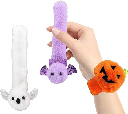 Halloween Plush Slap Bracelets, 8" Bracelets, Party Favor (12-Pack)