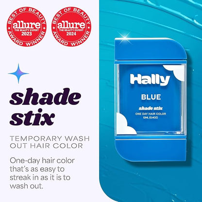 Hally Hair Temporary Hair Color, Shade Stix (Blue) - Hair Makeup Accessories for Kids, Teens & Adults - 12 ml Washable Hair Chalk & Dye for Festivals, Sporting Events & Parties