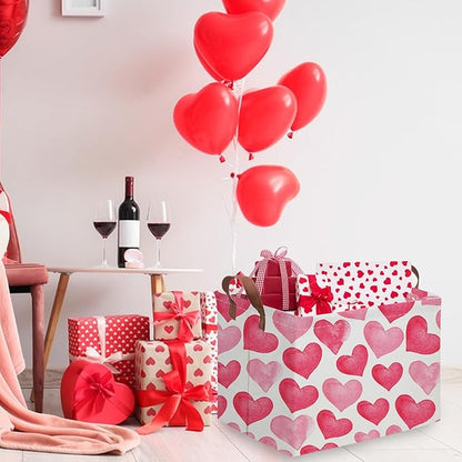 Rectangular Pink Valentine's Day Gift Basket,Cbasket,Pink gift baskets,Love Heart Room Decor for Home,Shelf Baskets(Big pink heart)