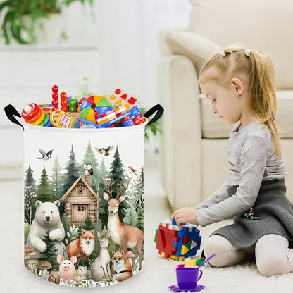 Baby Laundry Hamper,Dirty Clothes Hamper for Boys and Girls,Toys Storage Bin Organizer Animal Room Decor,Waterproof storage box for kids bedroom,Gift Baskets(Forest animal)