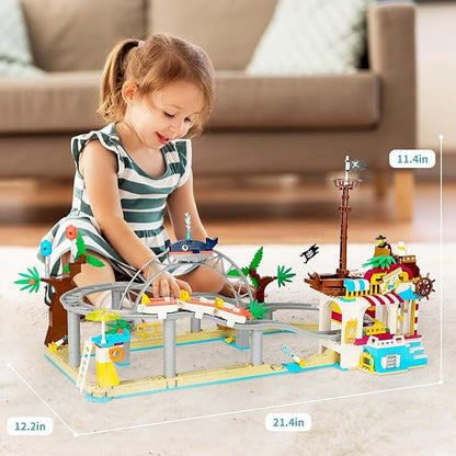 Friends Roller Coaster Amusement Park Building Set, Compatible with Lego for Girls Age 8-12,Theme Park Building with Roller Coaster and Water Park Carnival Building Toys for Girls (648 PCS)