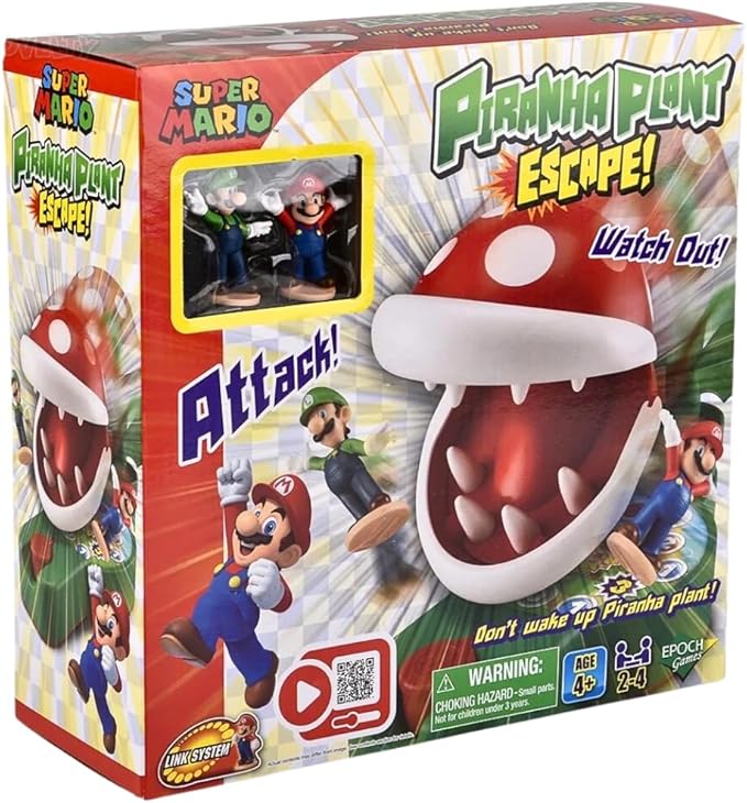 Super Mario Piranha Plant Escape! - Tabletop Action Game for Ages 4+ with 2 Collectible Super Mario Action Figures