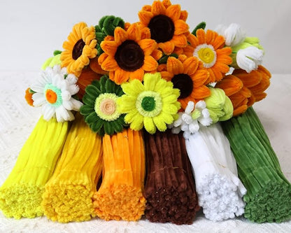 Swpohrat 600 Pcs Thick Craft Pipe Cleaners Bulk 6 Assorted Colors,12 Inch Chenille Stem Pipecleaner Kit for Craft Animals, Flowers Making,Creative DIY Decorations (Sunflower Color)