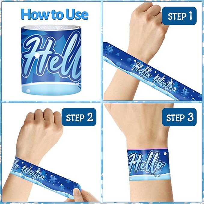 74 PCS Snowflake Party Favors, 24 PCS Snowflake Slap Bracelets 50 PCS Snowflake Stickers Snowflake Birthday Party Decorations Supplies Gifts for Kids Classroom Rewards