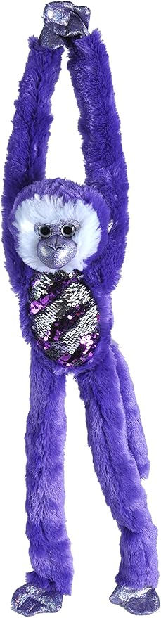 Wild Republic Sequin Monkey Plush, Stuffed Animal, Sensory Plush Toy, Gifts for Kids, Green, 22 inches, Purple