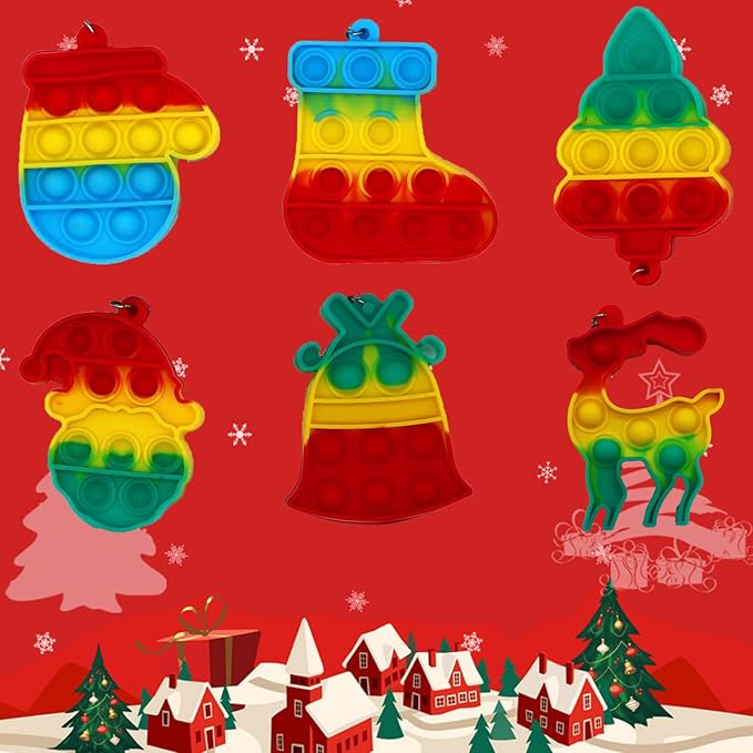 117 Pcs Christmas Party Favors for Kids, Pop Fidget it Toys, Goodie Bag Stuffers, Treasure Box Toys, Classroom Prizes, Goody Bags, Christmas Stocking Stuffers for Kids