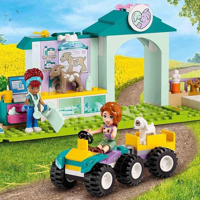 LEGO Friends Farm Animal Clinic, Farm Set with Veterinarian Toy for Children from 4 Years, Includes 2 Figures and 3 Animals Including Goat and Rabbit Figure, Gift for Girls and Boys 42632