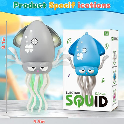 LZZAPJ Electric Dancing Octopus Light Music Suitable for 12-18 Months Old Baby Toys, Kid Crawling Squid Toys Suitable for Toddler Tummy time, Christmas for 1 2 3 4 5 6 Year Old Girl (Gray)
