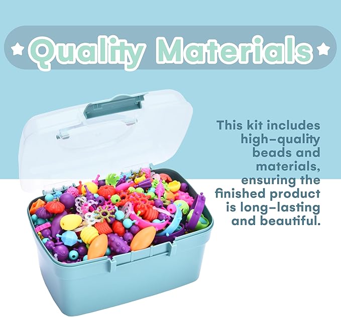 Jewelkeeper Bracelet Jewelry Making Kit for Girls - Arts and Crafts for Kids - Snap Pop Beads - Jewelry Making Kit - DIY Necklace Hairband Bracelet Ring Earring - Gifts Toy Set - Glow in The Dark