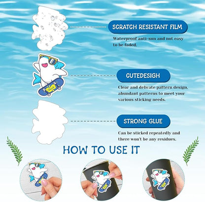 74 PCS Shark Party Favors 24 Shark Slap Bracelets, 50 Shark Stickers Shark Birthday Party Decorations, Supplies, and Gifts for Kids, Classroom Rewards