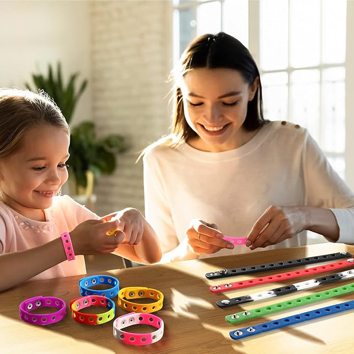 MTLEE 12 Pieces Silicone Wristbands Adjustable Rubber Bracelets Colorful Cute Charm Bracelets with Holes for Shoe Charm Boys Girls Birthday Party Award