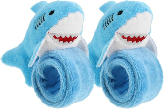 Slap Bracelets, 2Pcs Shark Slap Bracelets Plush Slap Bands Children Stuffed Animal Bracelets Blue
