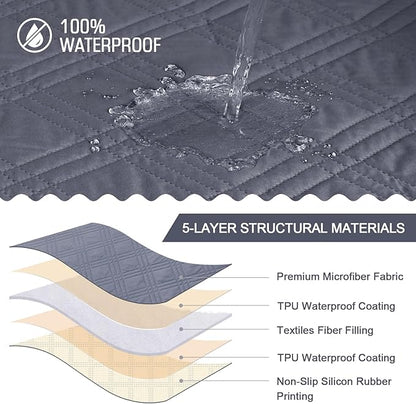 TAOCOCO 100% Waterproof Recliner Chair Cover, Non Slip Oversized Recliner Covers for Recliner Chair with Pocket, Reclining Chair Cover Furniture Protector for Kids, Pets(Oversized Recliner, Dark Grey)