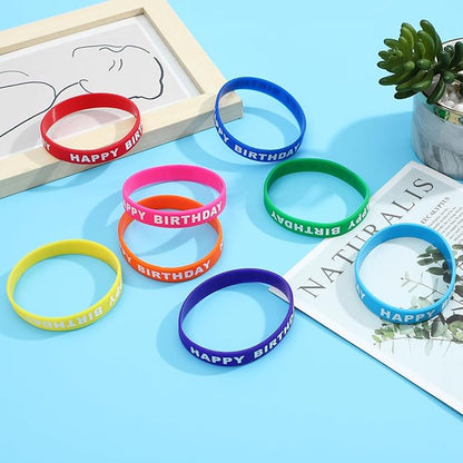 SOTOGO 48 Pieces Bracelets Multicolor Silicone Stretch Wristbands for Christmas Birthday Party Supplies