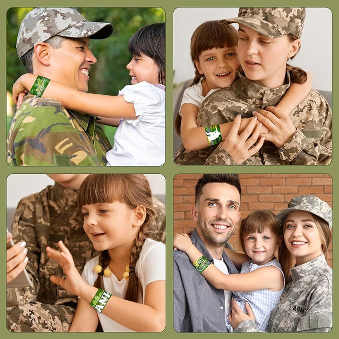 48 PCS Army Slap Bracelets Party Favors Military Camo Wristbands Bracelets Goodie Bag Fillers for Army Birthday Decorations Supplies for Class Reward Prizes Gift for Kids Party Favors Birthday Gifts