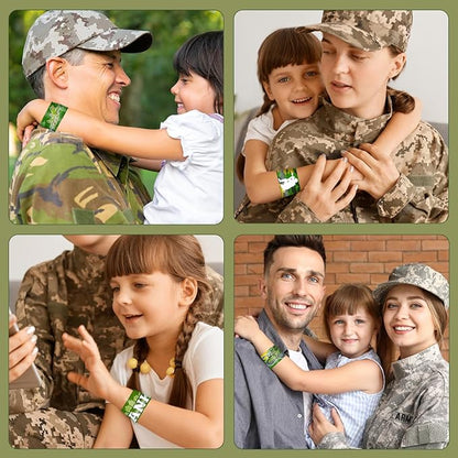 48 PCS Army Slap Bracelets Party Favors Military Camo Wristbands Bracelets Goodie Bag Fillers for Army Birthday Decorations Supplies for Class Reward Prizes Gift for Kids Party Favors Birthday Gifts