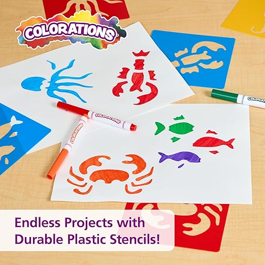 Sea Life Washable Plastic Stencils - Set of 6