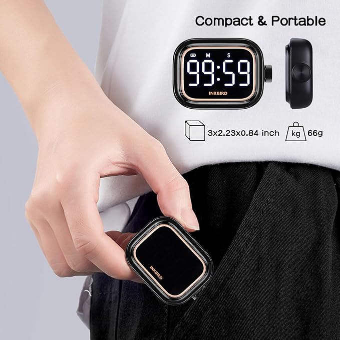 Digital Kitchen Timer for Cooking, INKBIRD Rechargeable 4-Levels Alarm Productivity Timer IDT-02 for Kids, Adults, Teachers, Large LED Smart Countdown Countup Magnetic Timer for Classroom Office