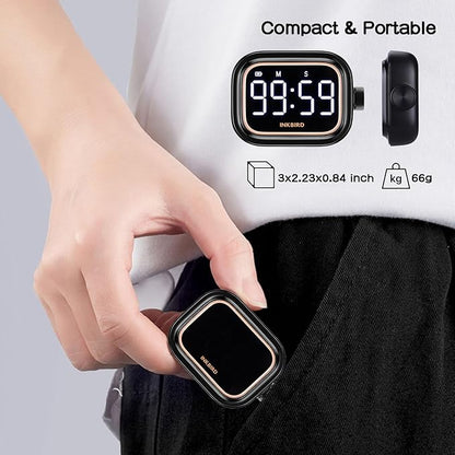 Digital Kitchen Timer for Cooking, INKBIRD Rechargeable 4-Levels Alarm Productivity Timer IDT-02 for Kids, Adults, Teachers, Large LED Smart Countdown Countup Magnetic Timer for Classroom Office