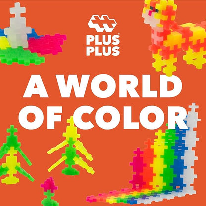 PLUS PLUS - Open Play Set - 600 Piece - Neon Color Mix, Construction Building Stem Toy, Interlocking Mini Puzzle Blocks for Kids