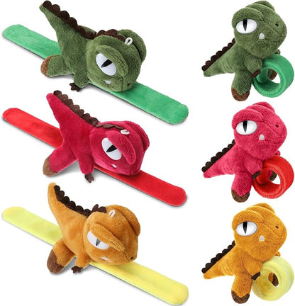 Leyndo Animal Slap Bracelets Stuffed Animal, Stuffed Animal Plush Slap Bracelets Bulk Kids Toys, 8 Inches (Dinosaur,6 Pcs)
