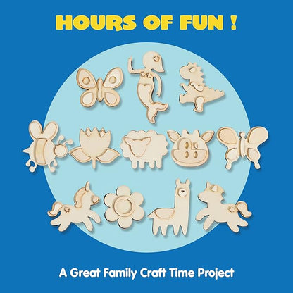 JOYIN 12 pcs Wooden Magnets, Spring Arts & Crafts for Boys and Girls, Children Painting Craft Activities Kit, Craft Toys Gifts for Birthday Easter