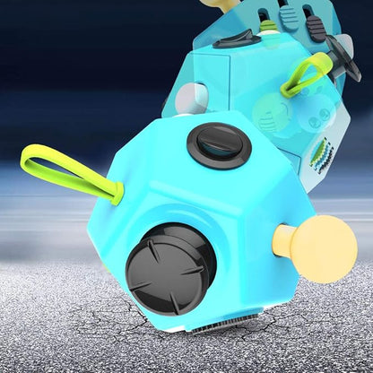 Fidget Dodecagon Cube-Easter Basket Stuffers 12 Sided Fidget Toy Cube for Kids and Adults 12 Sides Stress Relief Cube Fidgets Toys Travel Airplane Essentials for Boys Girls(B3 Blue Sky)