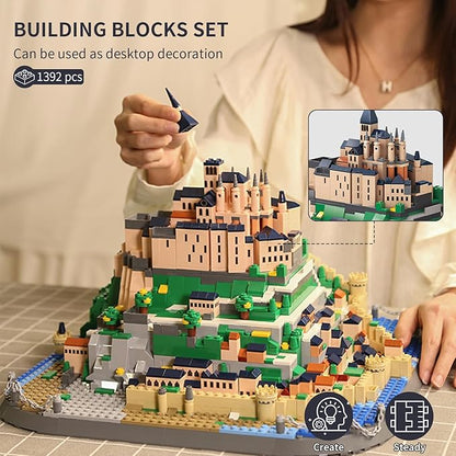 Oichy Building Blocks Set (1392PCS), Saint Michael's Mount Architecture Model Kits World Famous Toy Building Sets for Adults and Kids