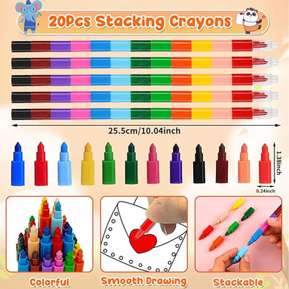 20 Pack Coloring Books for Kids with 20 Stacking Crayons Set Mini Coloring Books Bulk for Kids Ages 2-4-8-12 Small Activity Books For Birthday Party Favors Gifts Goodie Bags Stuffers Classroom