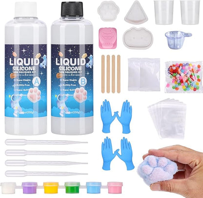Ktdorns Fun 18oz Taba Squishy Kit with Mold & Flocking Powder - DIY Stress Relief Toy for Taba Squishy Paw and Sticky Lovers