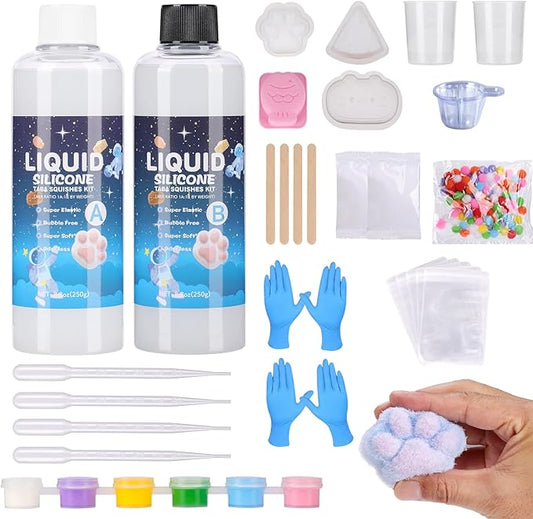 Ktdorns Fun 18oz Taba Squishy Kit with Mold & Flocking Powder - DIY Stress Relief Toy for Taba Squishy Paw and Sticky Lovers