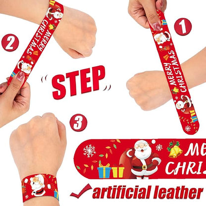 Viicoor Slap Bracelets Christmas 48 PCS Snap Bracelet Wrisrtband for Party Favors Basket Bag Filler School Prizes Gifts Party Favors Bulk