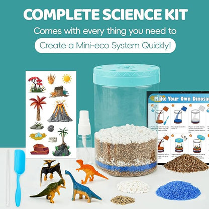 Light Up Dinosaur Terrarium Kit for Kids, Educational Science Kits Gardening Kit for Kids Boys and Girls, Creative Dinosaur Toys for Boys, Arts and Crafts for Kids Birthday Gifts for Ages 4 5 6 7 8-12