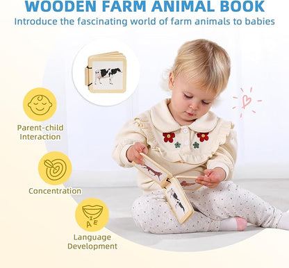 Montessori Baby Toys 6-12 Months, 7 in 1 Educational Toys for Toddlers Early Learning Present (Soft Building Blocks, Object Permanence Box, Rattle, Texture Cards, Wooden Egg, Wooden Book)