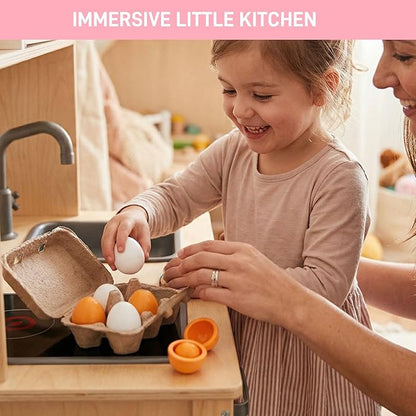 HANSGO 6PCS Play Food Sets for Kids Kitchen,Play Kitchen Accessories Wooden Egg Toy Food Grocery Store Pretend for Toddler Cooking DIY