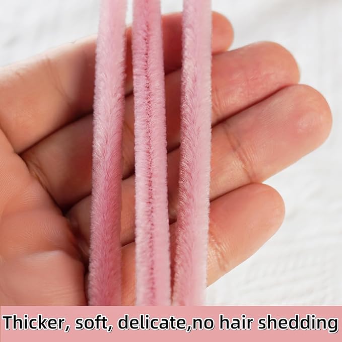 Qirimoi Pink Pipe Cleaners Craft Pipe Cleaners Bulk Pipecleaners Crafts Supplies，200Pcs Pink