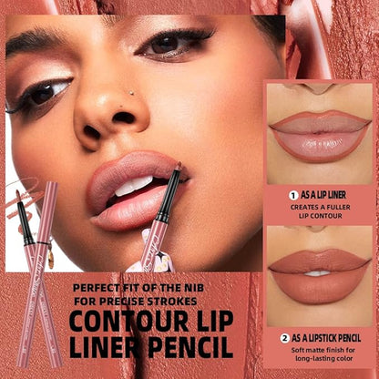 QiBest 12Pcs Velvet Lipstick Gel Lip Liner Pencil Set, Creamy Matte Crayon Lipsticks Long Lasting Lip Filler Makeup Kit for Women & Girls, Lipstick Pencils Pack with Rich Color & Smooth Application