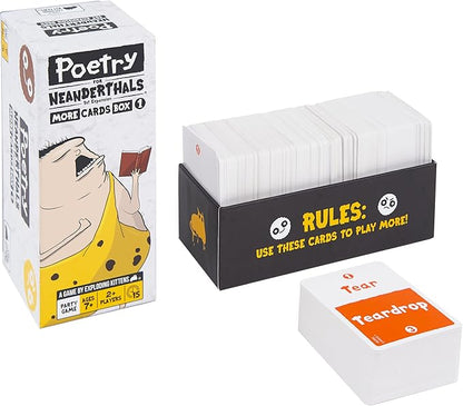 Exploding Kittens Poetry for Neanderthals Expansion Pack 2+ Players - Ages 7+ - 15 Minutes to Play - Original Game Required, 500 Cards - Party Game, Family Game Night, Kid and Adult Card Game