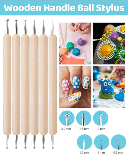 20Pcs Clay Sculpting Tools Kit, Ceramic Clay Ball Stylus Dot Painting Tools, Air Dry Clay Tools Set for Carving, Dotting, Embossing, Shaping, Molding, Pottery Crafts, Nail Art, Rhinestone, Rock