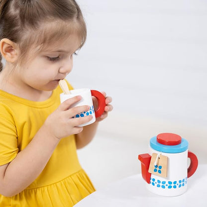 Melissa & Doug 20-Piece Steep and Serve Wooden Tea Set - Play Food and Kitchen Accessories Play Tea Set, Pretend Toy For Kids Ages 3+