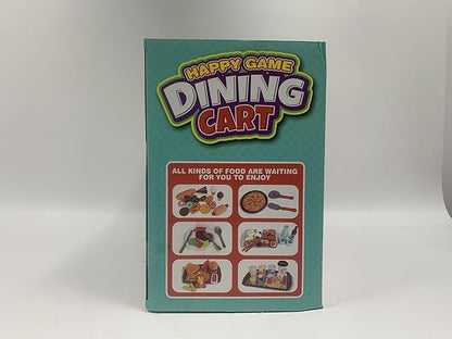 Kids Food cart Toy Sets,Kids Role Play Large Dining car Toys and 98pcs Food, Kitchen, Tableware Accessories., Educational Toys for 3+ Years Boys/Gir