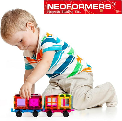 2 Piece Magnetic Tiles Car Set Truck Kit Toy with Stronger Magnets, Educational Magnet Building Tile Magnetic Blocks with Re-Enforced for Girls Boys (Blue Purple)